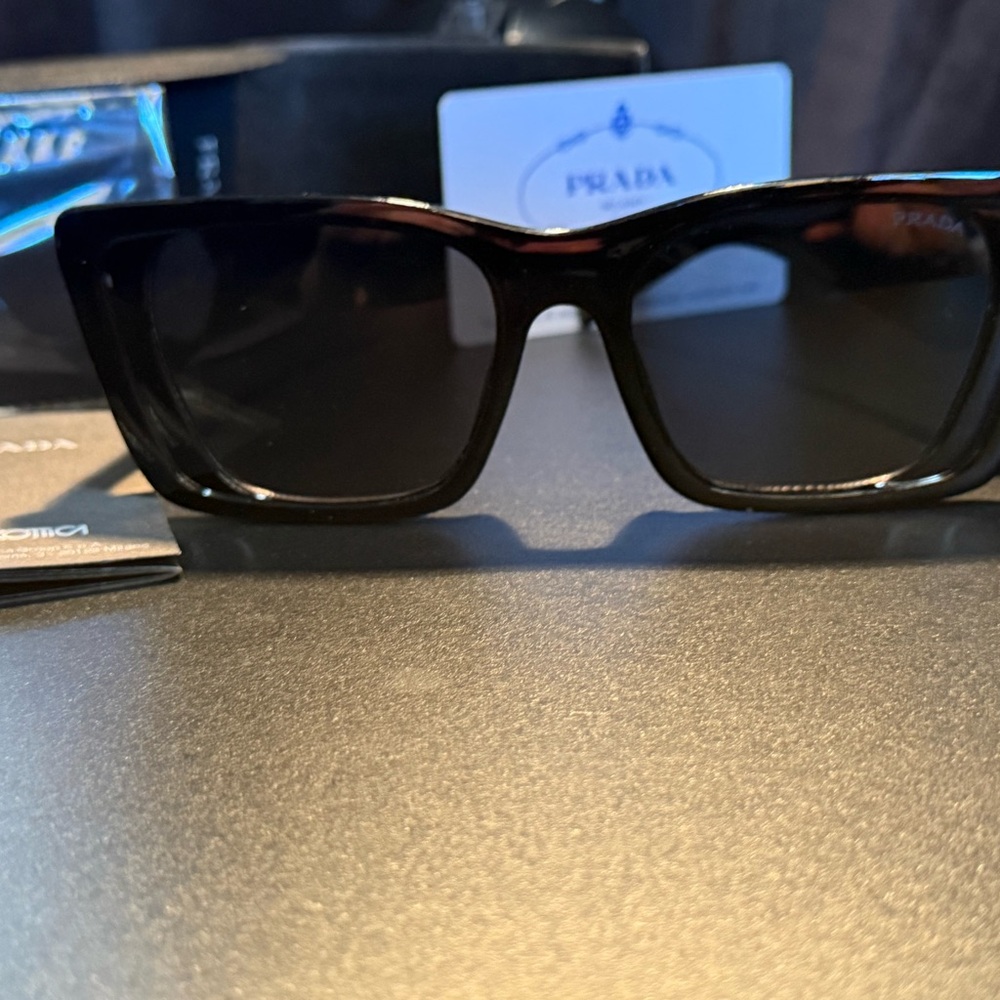 Prada Unisex  Sleek Black Sunglasses  PR 13ZS